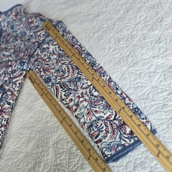 7 For All Mankind Quilted Floral Paisley Jacket White Blue Trim - Picture 16 of 16